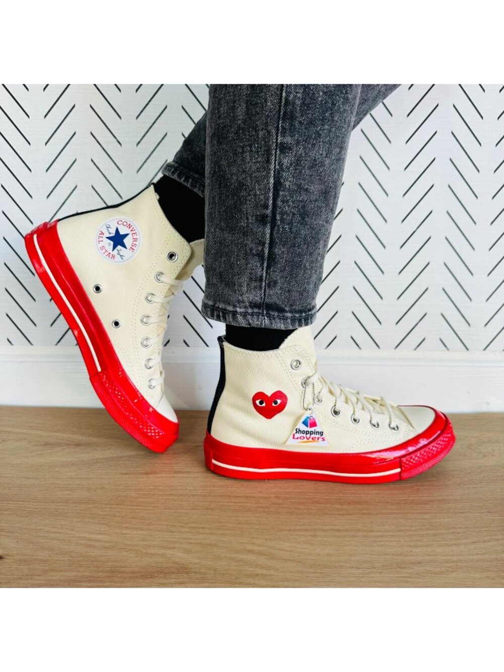 ❤️Converse Chuck 70 Hi Comme des Garcons PLAY 6 Women Shoes Pristine Red A01794C